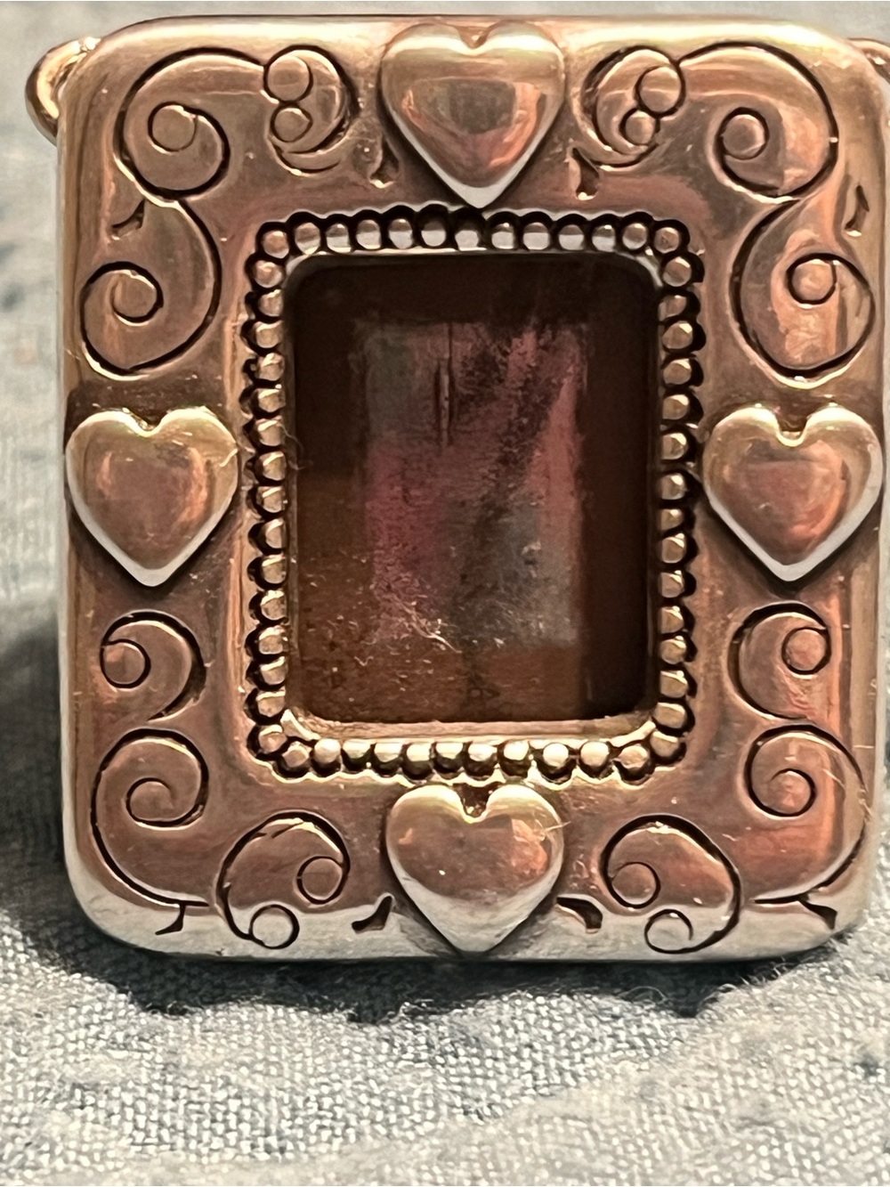 Brightons Heart-Accent Rectangular Photo Locket Pendant or photo frame 1”x1”